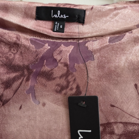 Lulus Farasha Mauve Burnout Butterfly Print Long Sleeve Top Small NWT - Picture 3 of 5